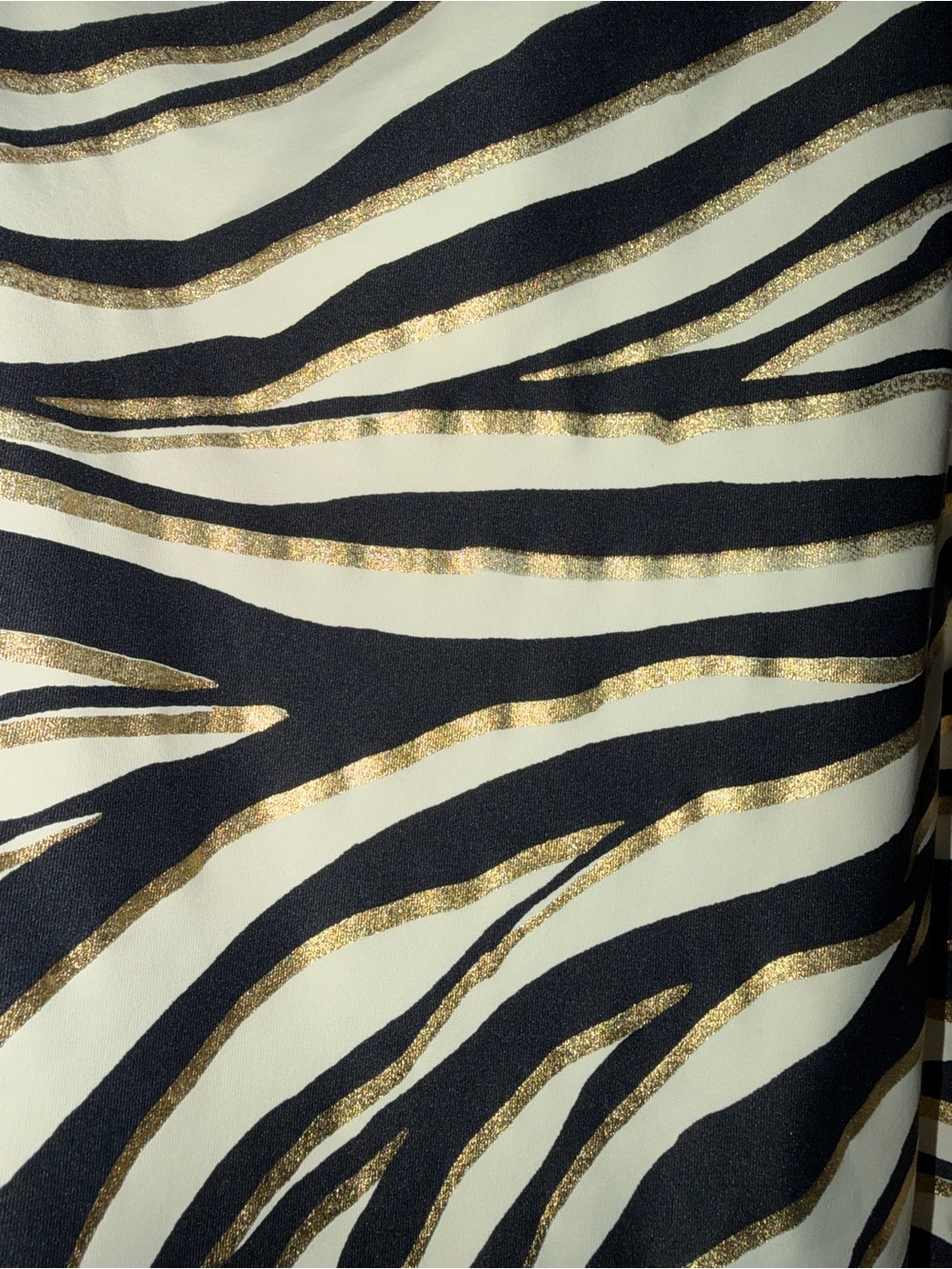 Michael Kors Black, White & Gold Zebra Stripe One-Shoulder Swimsuit - Picture 9 of 9